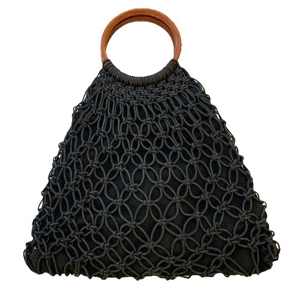 Urban Expressions Handbags - Urban Expressions Black Woven Macramé Summer Handbag "Milos Tote"